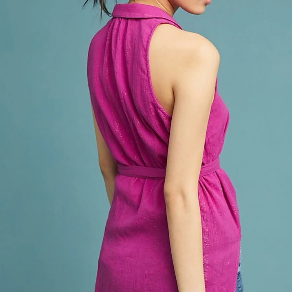 NWT Anthropologie Maeve Batavia Sleeveless Tunic Pink With Metallic - Picture 3 of 4